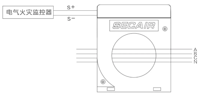 J-SCM41(160)剩余電流式<a href=http://www.jxjtjc.com/dianqihuozai/ target=_blank class=infotextkey>電氣火災監控</a>探測器接線圖